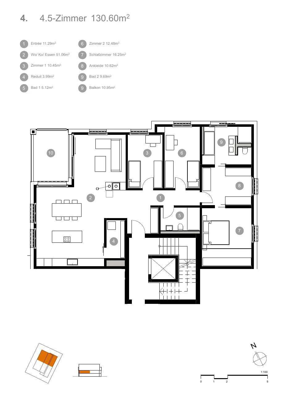 Grundriss Mülihof Wagenhausen, Wohnung 4